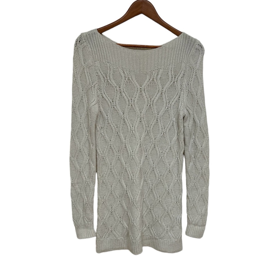 Ann Taylor Loft Cable-knit Pullover Sweater in Ivory/Cream (soft wool blend) - Picture 3 of 12
